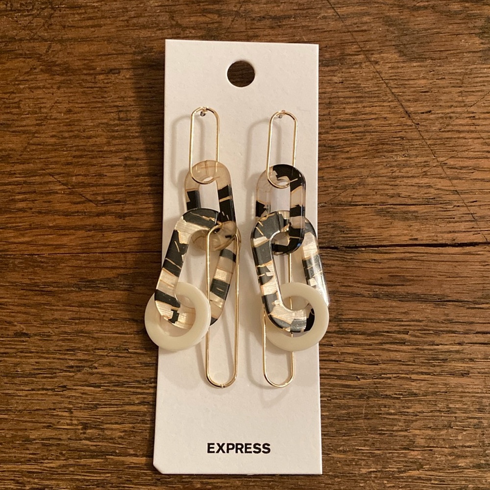 Express Tortoise Shell Link Dangle/Drop Earrings NWT